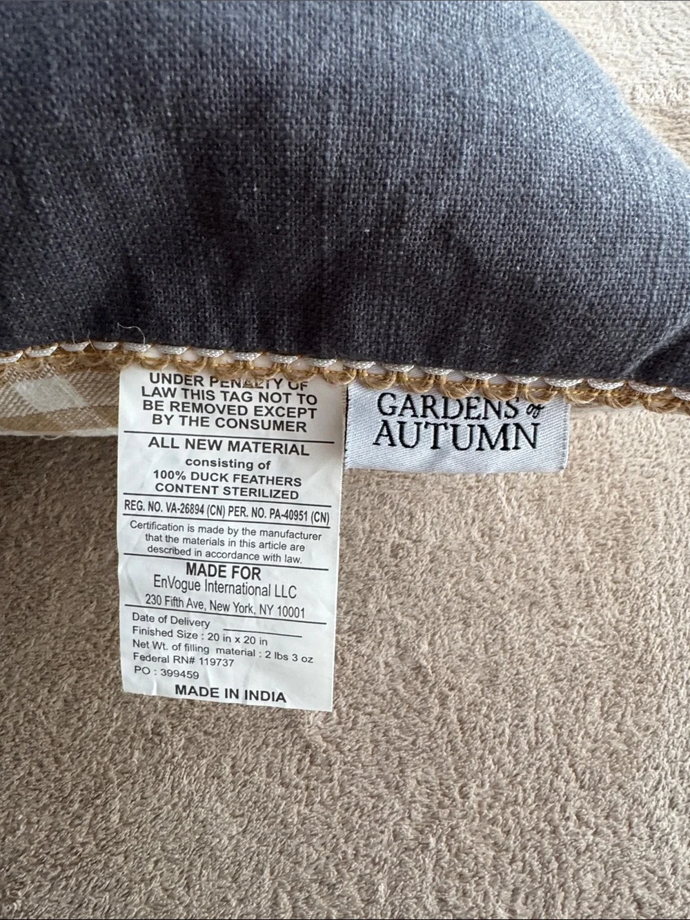 Homegoods Gardens of Autumn White Pumpkin Throw Pillow 19x19 Square Embroidered